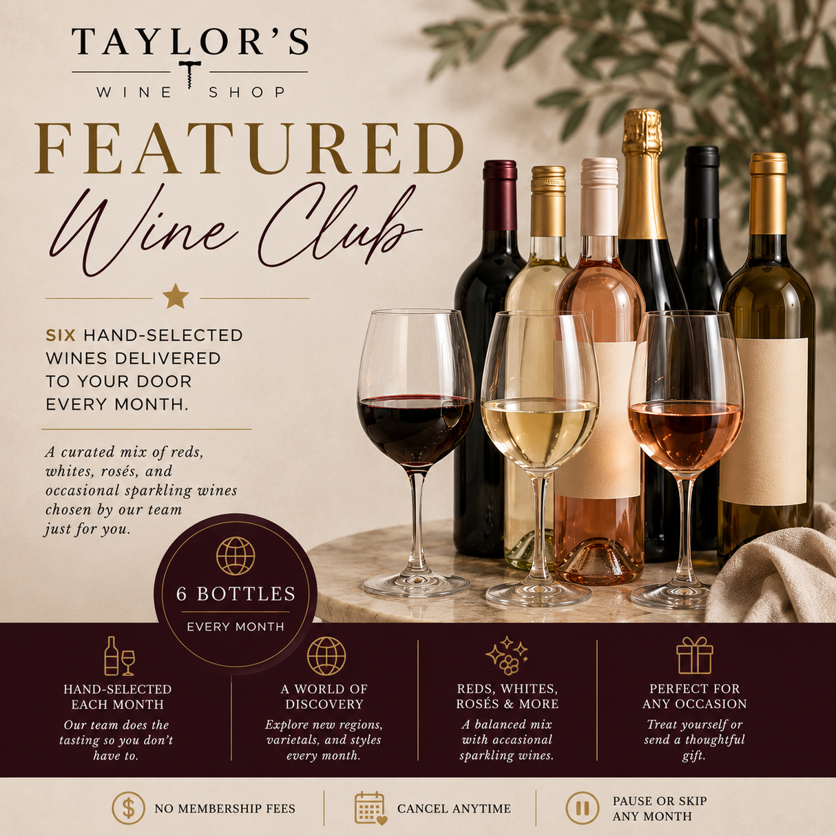 Monthly Subscription "Featured Wines" - 6 Bottles