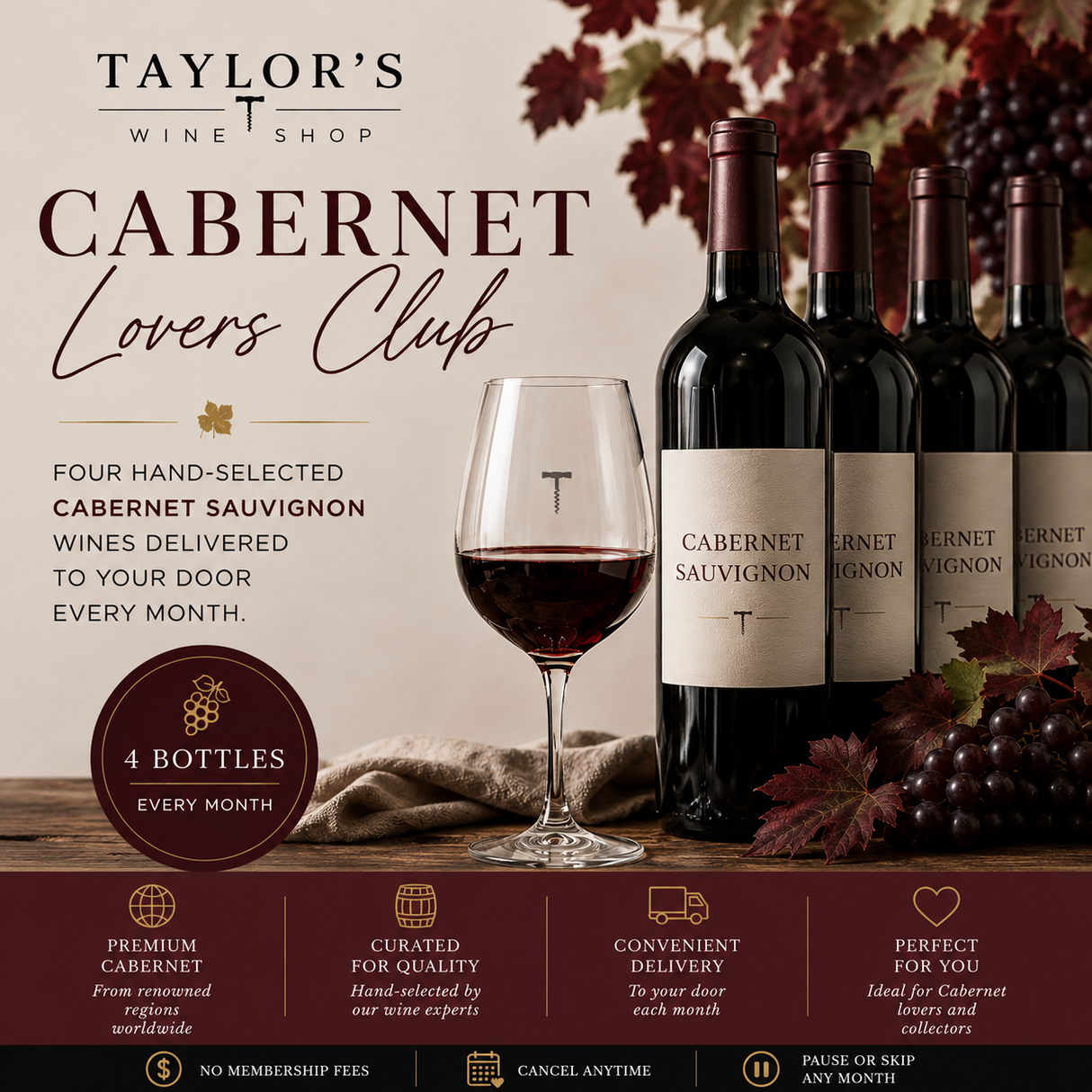 Monthly Subscription "Cabernet Lovers" - 4 Bottles