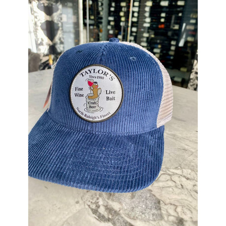 Taylor’s Trucker Hat Blue corduroy with white mesh Hat