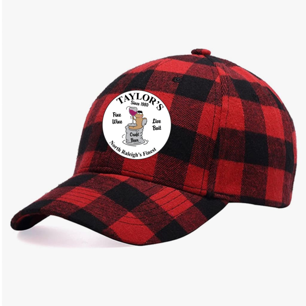 Taylor’s Trucker Hat Red Buffalo Check (no mesh) Hat